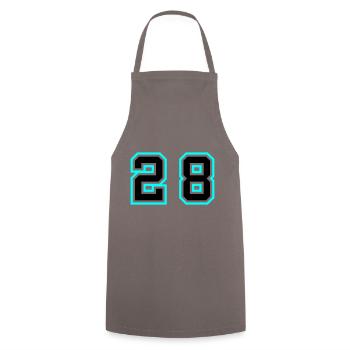 28 Zahl symbol - Kochschürze - Grau - Vorne - AI Model Male 185 dark (185cm)