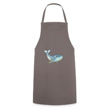 Aquarelle de baleine - Tablier de cuisine - gris - Devant - AI Model Male 185 dark (185cm)