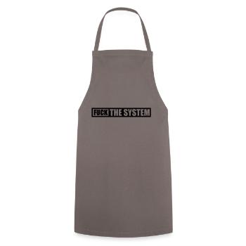 Logo fuck the system - Kochschürze - Grau - Vorne - AI Model Male 185 dark (185cm)