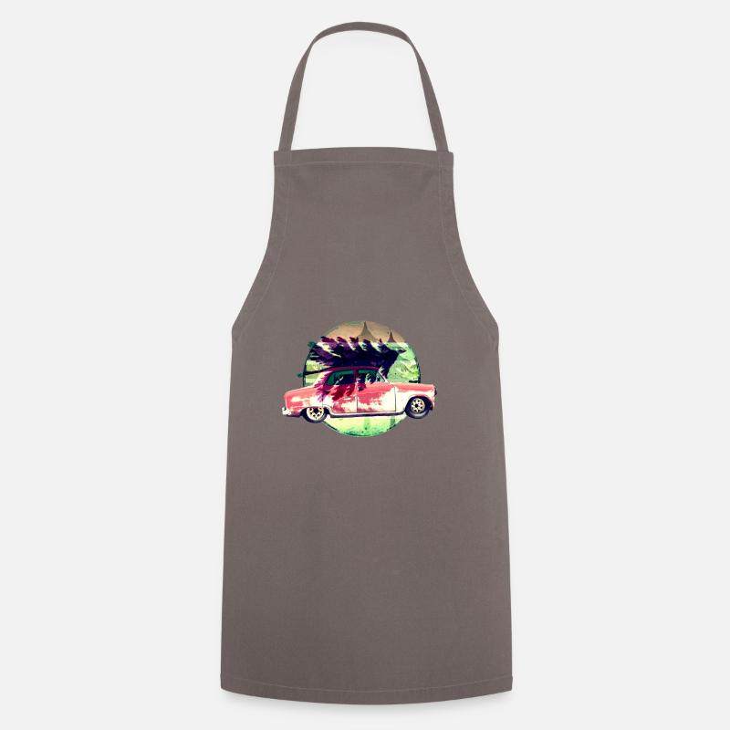 Classic car with Christmas tree - Cooking Apron - grey