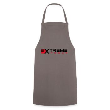 Puissance extrême | Fitness, Protéines, Gym, Entraînement - Tablier de cuisine - gris - Devant - AI Model Male 185 dark (185cm)