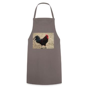 Rooster black and brown feathered - Cooking Apron - grey - Front - AI Model Male 185 dark (185cm)