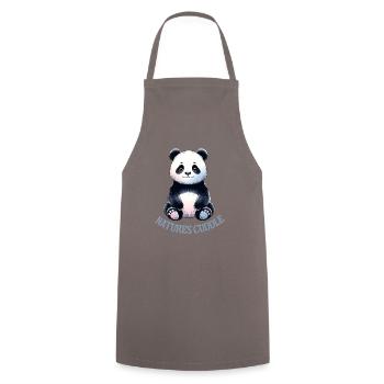 Panda Cuddle Moment - Cooking Apron - grey - Front - AI Model Male 185 dark (185cm)