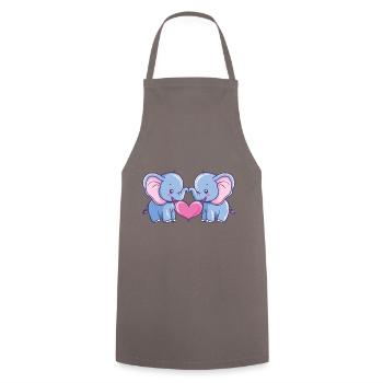 Elephant Couple Love Couple In Love - Cooking Apron - grey - Front - AI Model Male 185 dark (185cm)