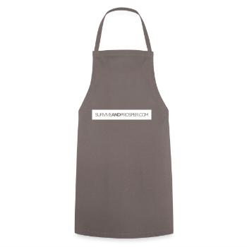 survivreANDprosperCOM gris foncé orange - Tablier de cuisine - gris - Devant - AI Model Male 185 dark (185cm)