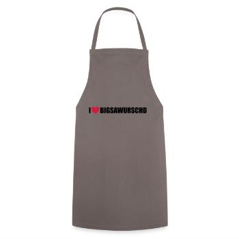 Bigsawurschd - Kochschürze - Grau - Vorne - AI Model Male 185 dark (185cm)