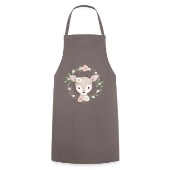 sweet deer in a wreath of flowers - Cooking Apron - grey - Front - AI Model Male 185 dark (185cm)