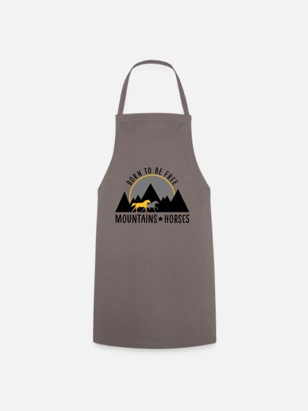 BORN TO BE FREE! Horses before mountains/sunset - Cooking Apron - grey