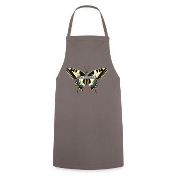 Overthinker Schmetterling - Kochschürze - Grau - Vorne - AI Model Male 185 dark (185cm)