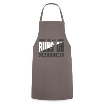 This Man Runs On Caffeine - Caffeine Saying - Cooking Apron - grey - Front - AI Model Male 185 dark (185cm)
