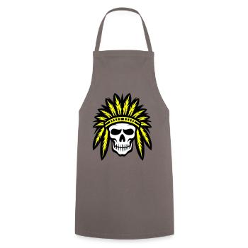 Apache Indianer Häuptling Totenkopf - Kochschürze - Grau - Vorne - AI Model Male 185 dark (185cm)