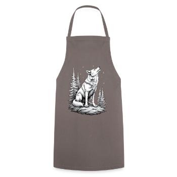 Loup Rock Dessin Croquis Noir Blanc - Tablier de cuisine - gris - Devant - AI Model Male 185 dark (185cm)