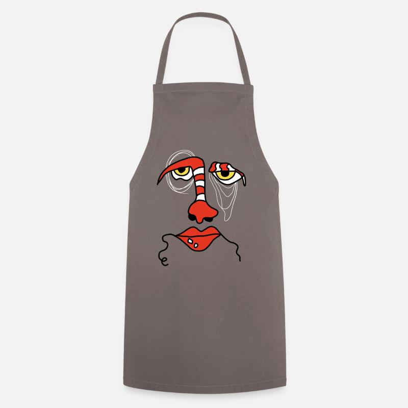 Abstract face with stripes - Cooking Apron - grey