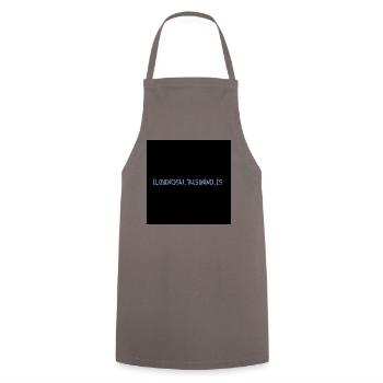 Blaues Handlettering auf Schwarz EL QUE NO SALTA  - Kochschürze - Grau - Vorne - AI Model Male 185 dark (185cm)