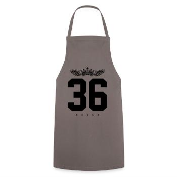36 Number crown - Cooking Apron - grey - Front - AI Model Male 185 dark (185cm)