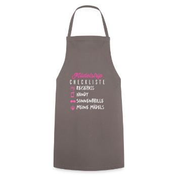 Mädelstrip Checkliste Girls Trip Crew Mädelstour - Kochschürze - Grau - Vorne - AI Model Male 185 dark (185cm)