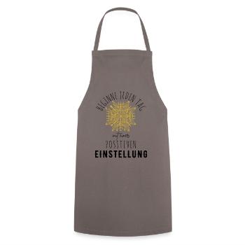 POSITIVE EINSTELLUNG MINDSET Motivation - Kochschürze - Grau - Vorne - AI Model Male 185 dark (185cm)