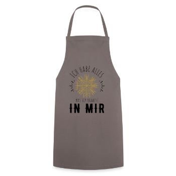 Wegweiser RUNEN Motivation - VEGVISIR - Kochschürze - Grau - Vorne - AI Model Male 185 dark (185cm)