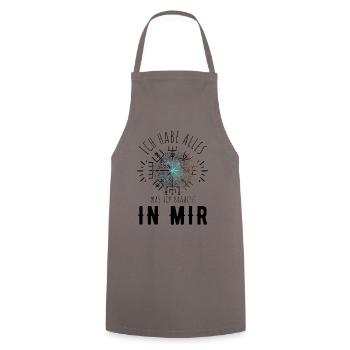 Wegweiser RUNEN Motivation - VEGVISIR - Kochschürze - Grau - Vorne - AI Model Male 185 dark (185cm)