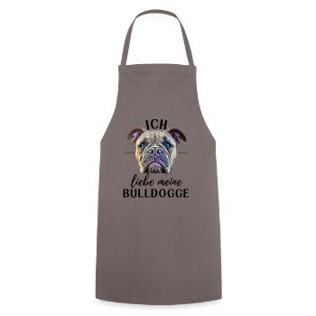 ICH LIEBE MEINE Bulldogge Bulldog Bulldoggen - Kochschürze - Grau - Vorne - AI Model Male 185 dark (185cm)