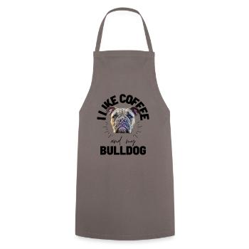 Bulldog J’AIME LE CAFÉ ET MON Bulldog Bulldogs - Tablier de cuisine - gris - Devant - AI Model Male 185 dark (185cm)