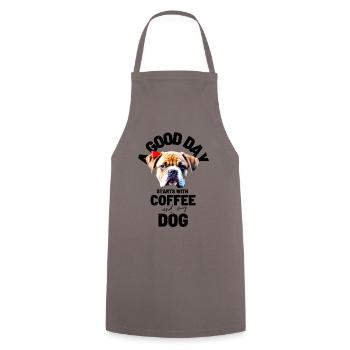 UNE BONNE JOURNÉE COMMENCE... DOG Dog Café - Tablier de cuisine - gris - Devant - AI Model Male 185 dark (185cm)