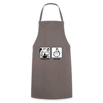 Problem Solved - Finger, Fuck you - Cooking Apron - grey - Front - AI Model Male 185 dark (185cm)