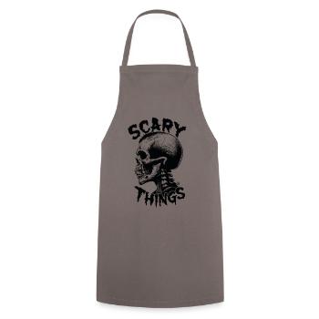 Scary Things - Skull Totenkopf - Kochschürze - Grau - Vorne - AI Model Male 185 dark (185cm)