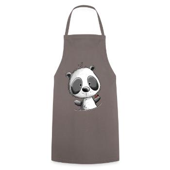 Droll Panda I Panda Bear I Pandas Animal Motif - Cooking Apron - grey - Front - AI Model Male 185 dark (185cm)