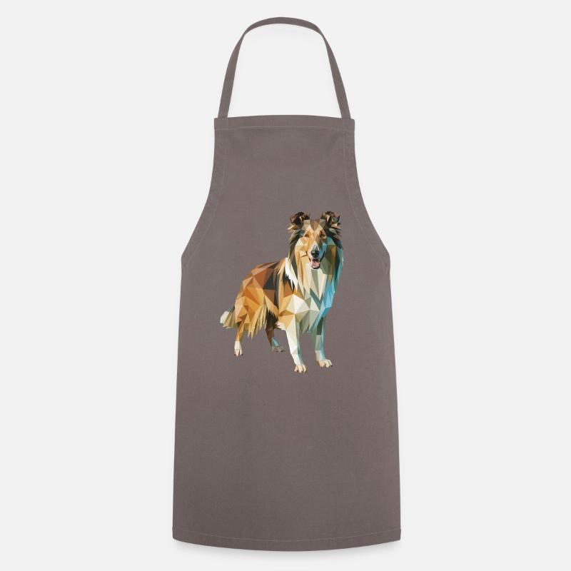 Border Collie - Cooles Low Poly Logo - Kochschürze - Grau