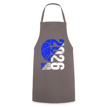 Basketball Meister Edition 2026 in Blau Weiss - Kochschürze - Grau - Vorne - AI Model Male 185 dark (185cm)