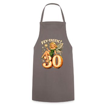 Fey-tastic: Retro 30th Birthday Fairy & Elf - Cooking Apron - grey - Front - AI Model Male 185 dark (185cm)