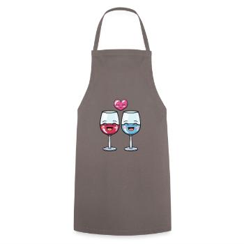 Red Wine Couple Wine Love Heart Funny - Cooking Apron - grey - Front - AI Model Male 185 dark (185cm)