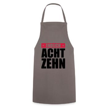 endlich 18 jahre - Kochschürze - Grau - Vorne - AI Model Male 185 dark (185cm)