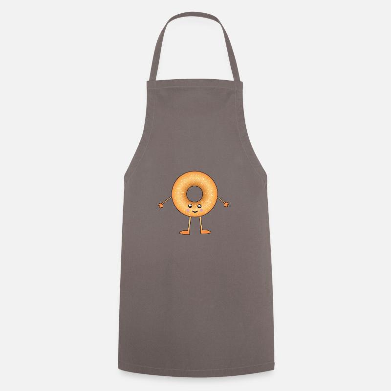 Cute Smiling Kawaii Doughnut - Cooking Apron - grey