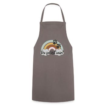 I miss you! - Cooking Apron - grey - Front - AI Model Male 185 dark (185cm)