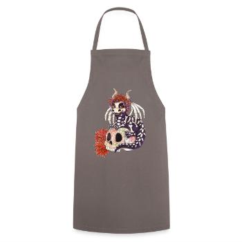 Manga Chibi Dragon La Catrina Day of the Dead - Cooking Apron - grey - Front - AI Model Male 185 dark (185cm)