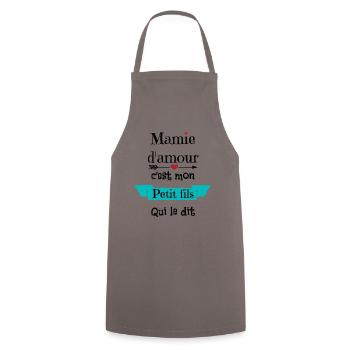 Mamie d amour c est mon petit fils qui le dit - Tablier de cuisine - gris - Devant - AI Model Male 185 dark (185cm)