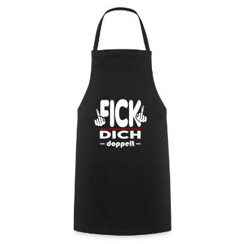 Fick Dich doppelt Mittelfinger Fuck Off Sprüche - Kochschürze - Schwarz - Vorne - AI Model Male 185 dark (185cm)