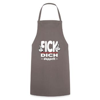Fick Dich doppelt Mittelfinger Fuck Off Sprüche - Kochschürze - Grau - Vorne - AI Model Male 185 dark (185cm)