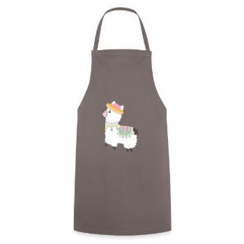 Alpaka Lama Geschenkidee - Kochschürze - Grau - Vorne - AI Model Male 185 dark (185cm)