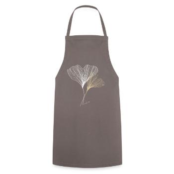 Lineart Ginkgo Leaves - Cooking Apron - grey - Front - AI Model Male 185 dark (185cm)