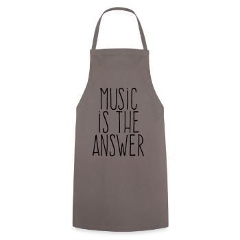 Musik ist die Antwort – Handgeschriebenes minimalistisches Schwarz - Kochschürze - Grau - Vorne - AI Model Male 185 dark (185cm)