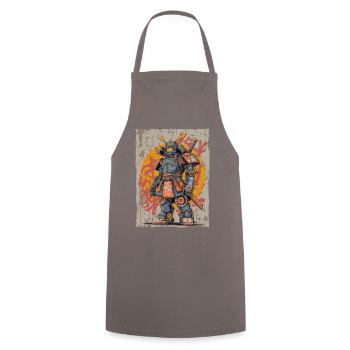 Mechanical Samurai Street Art - Cooking Apron - grey - Front - AI Model Male 185 dark (185cm)