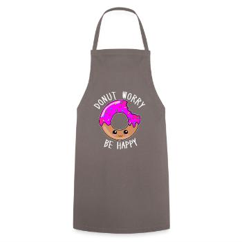 Donut Worry Be Happy - Süßes Donut Gesicht - Kochschürze - Grau - Vorne - AI Model Male 185 dark (185cm)