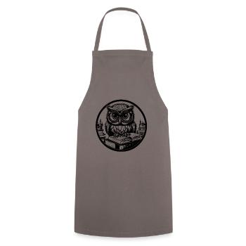 Little funny owl with glasses sitting on book - Cooking Apron - grey - Front - AI Model Male 185 dark (185cm)