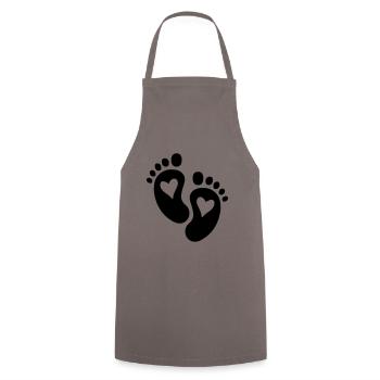 Pieds de bébé Coeur - Tablier de cuisine - gris - Devant - AI Model Male 185 dark (185cm)