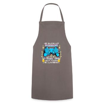 T-shirt tonton gamer apéro bière humour cadeau - Tablier de cuisine - gris - Devant - AI Model Male 185 dark (185cm)
