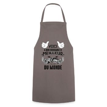 Mécanicien Humour Idée Cadeau - Tablier de cuisine - gris - Devant - AI Model Male 185 dark (185cm)