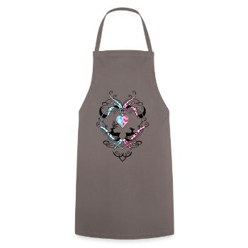 Deer Antlers Deer and Heart - Cooking Apron - grey - Front - AI Model Male 185 dark (185cm)